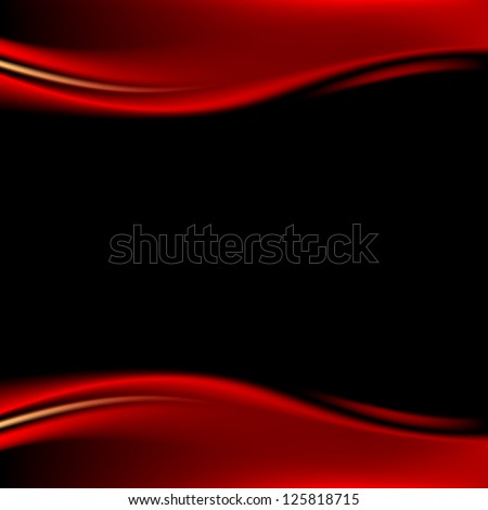 Red stage curtain on black background in square format. Variant 01 - reflection. Luxury backdrop with wave strip in dark style. Empty space for text or sign. Vector illustration design element 8 eps