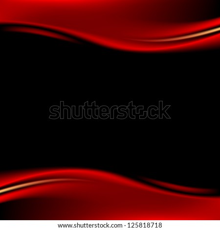 Red stage curtain on black background in square format. Variant 02 - symmetry. Luxury backdrop with wave strip in dark style. Empty space for text or sign. Vector illustration design element 8 eps