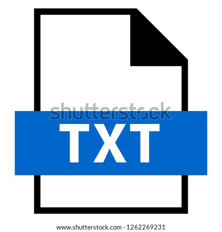 Filename extension icon TXT Document file format created in flat style. The sign depicts a white sheet of paper with a curved corner and a colored rectangle with the name of the file.
