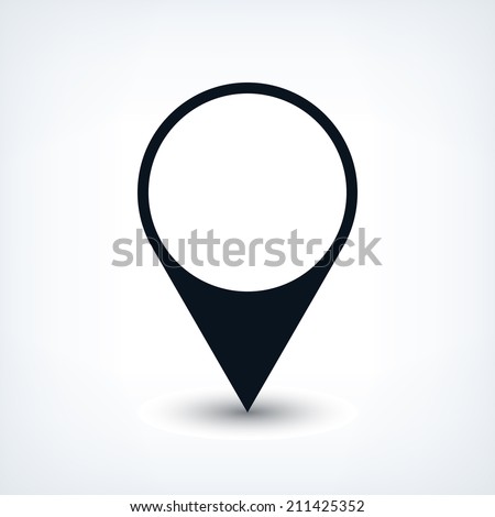 16 map pins sign location icon with oval gray shadow in simple flat style. Black circle shapes on white background. This vector illustration web design element save in 8 eps