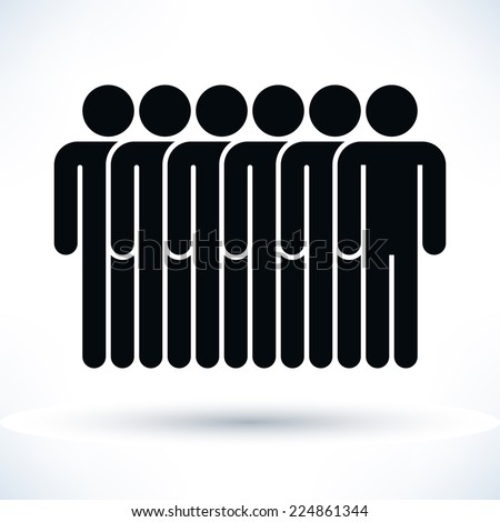 Black six people (man figure) with gray drop shadow isolated on white background in flat style. Graphic design elements save in vector illustration 8 eps