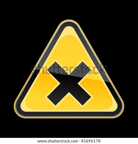 Yellow Golden Hazard Warning Sign With Irritant Symbol On Black ...