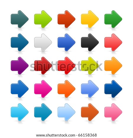 25 arrow sign web 2.0 icon. Colored button with shadow on white background