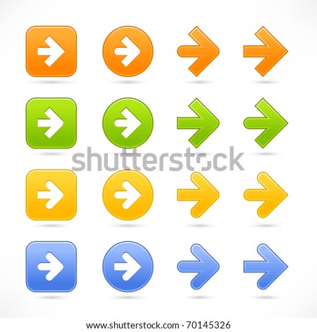 Color smooth arrow icon web 2.0 button with shadow on white background