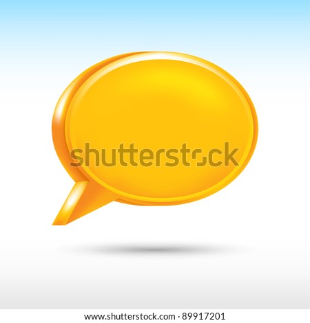 3d blank orange speech bubble shape with drop gray shadow on white background. Vector illustration created in the technique of wire mesh and saved eps 8