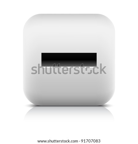 Stone web 2.0 button minus symbol sign. White rounded square shape with black shadow and gray reflection on white background. This vector illustration created and saved in 8 eps