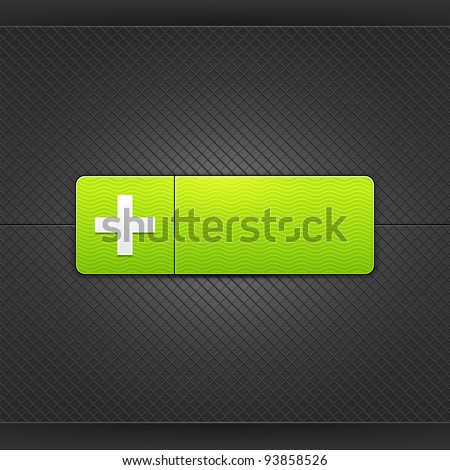 White addition plus sign on rounded rectangle web button. Glowing shape with drop shadow on black metal background. This vector illustrations saved in 10 eps. See more internet button in my gallery