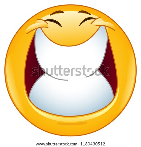 Emoticon with a big smile and closed eyes