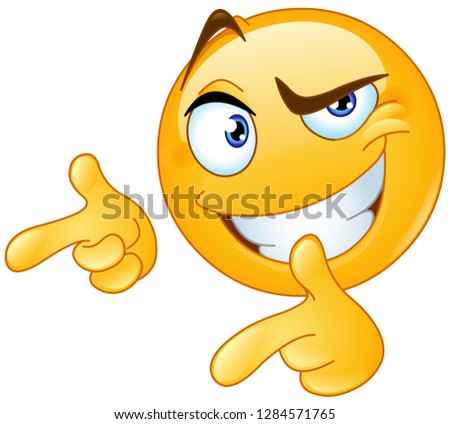 Emoticon giving two thumbs up and pointing with fingers