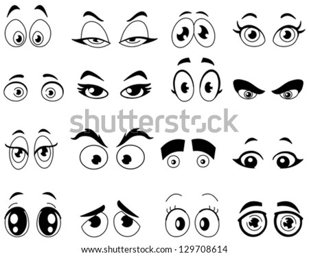 Outlined cartoon eyes set