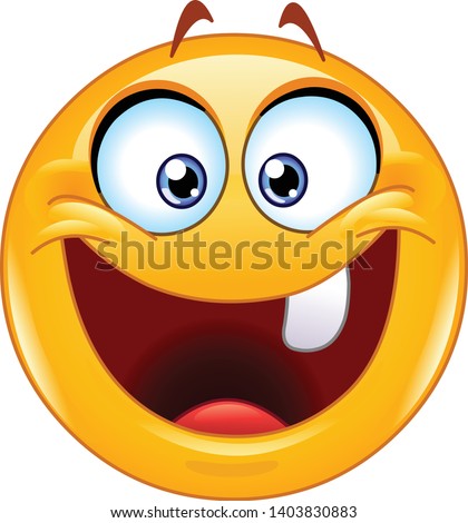 Happy emoji emoticon with one tooth