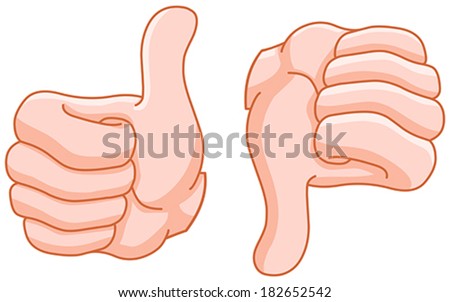 Thumb up and down hand gestures