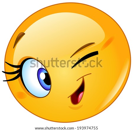 female happy emoji emoticon winking