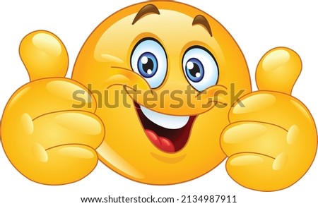 Happy emoji emoticon showing double thumbs up like 