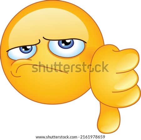 Unsatisfied emoji emoticon face showing thumb down dislike hand gesture