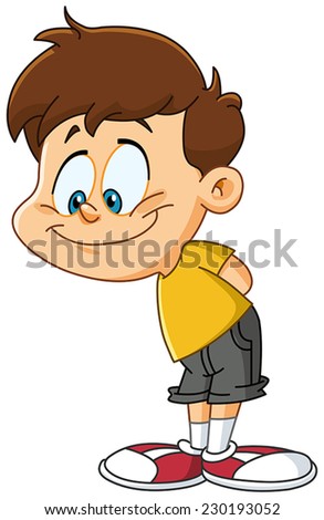 Smiling Kid Looking Down Stock Vector Illustration 230193052 : Shutterstock