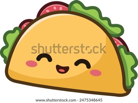 Happy taco character in a kawaii style