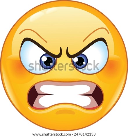 Angry emoji emoticon with clenched teeth showing a furious expression