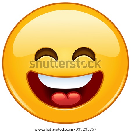 Happy emoticon with open mouth and smiling eyes