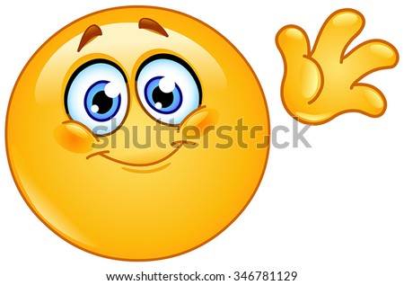 Cute Emoticon Waving Hello Stock Vector 346781129 : Shutterstock