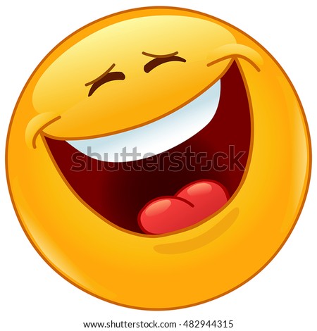 Emoticon laughing out loud with closed eyes