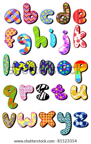 Colorful Patterned Lower Case Alphabet Set Stock Vector Illustration ...