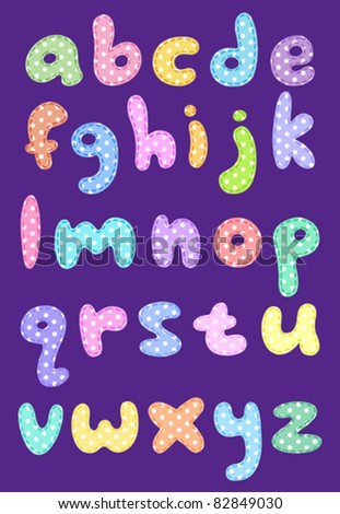 Polka Dot Lower Case Alphabet With Stitches Stock Vector Illustration ...