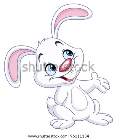 Happy Bunny Presenting With His Hand Stock Vector Illustration 96111134 ...