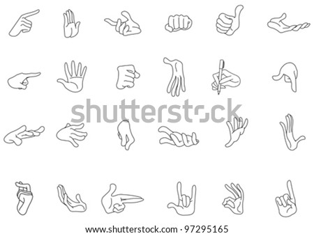 Outlined Hand Gestures Stock Vector Illustration 97295165 : Shutterstock