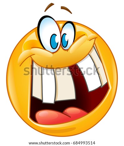 Emoticon with crazy smile revealing a gap tooth