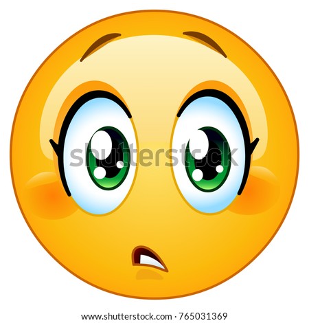 Female emoticon with a slight concern look. Wonder, surprised, worried, troubled expressions.