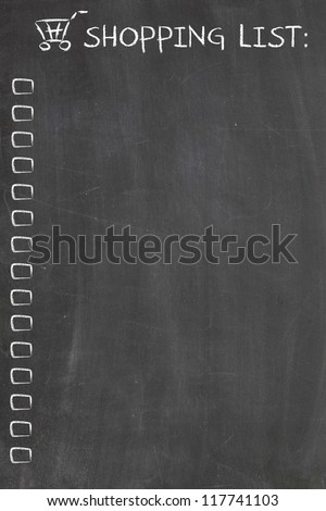 shopping list on blackboard