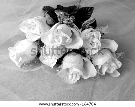 Black and white rose bouquet