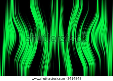 Computer generated  wavy abstract background in neon green and black