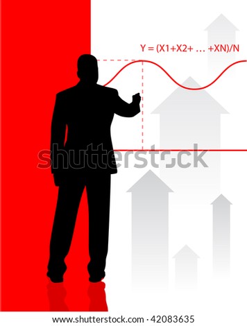 Businessman on background with financial equation 	