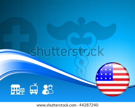 Medical Background with American Internet Button Original Vector Illustration