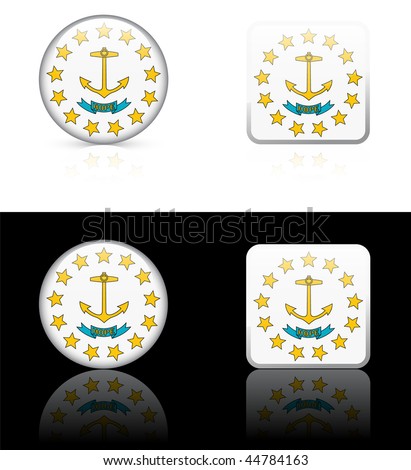 Rhode Island Flag Icon on Internet Button Original Vector Illustration AI8 Compatible