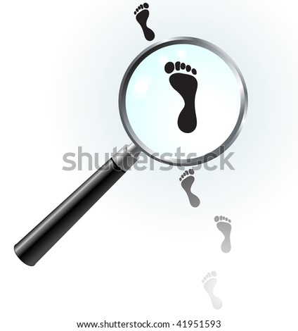 Human Footprints Under Magnifying Glass Stock Vector Illustration ...