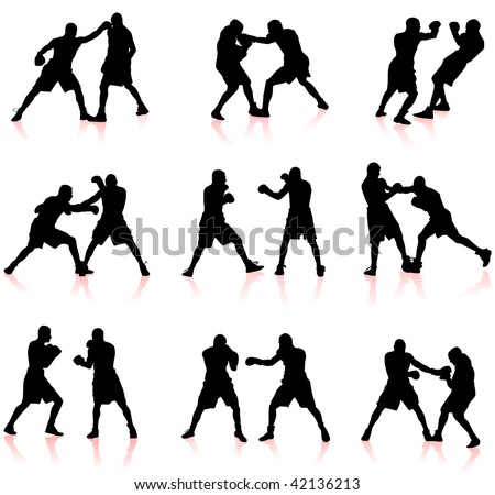 Boxing Silhouette Collection Background Stock Vector Illustration ...