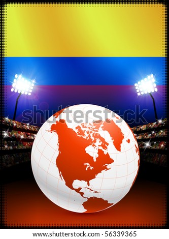 Columbia Flag with Globe on Stadium Background Original Illustration