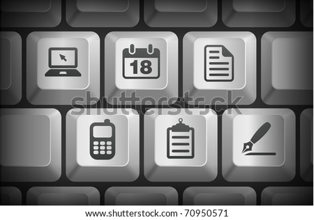 Equipment Icons on Computer Keyboard Buttons Original Illustration