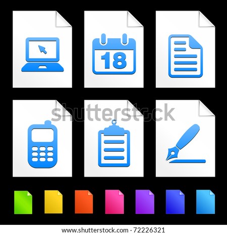 Equipment Icons on Colorful Paper Document Collection Original Illustration