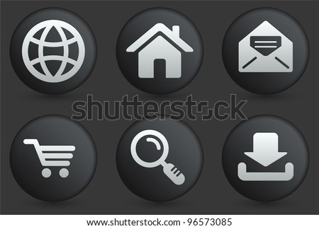 Web Icons on Black Internet Button Collection Original Illustration
