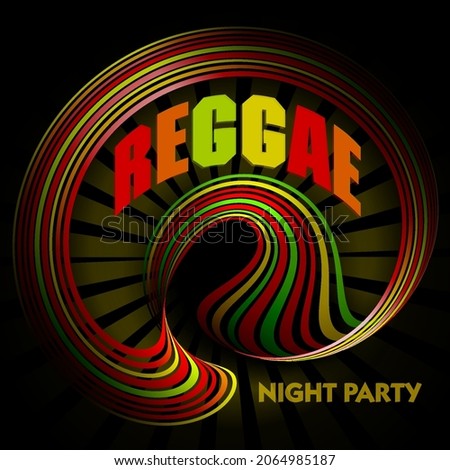 Abstract Reggae night party banner or flyer template with round tape. Vector graphics