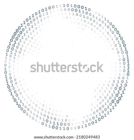Digital binary circular frame of zeros and ones. Vector graphic pattern