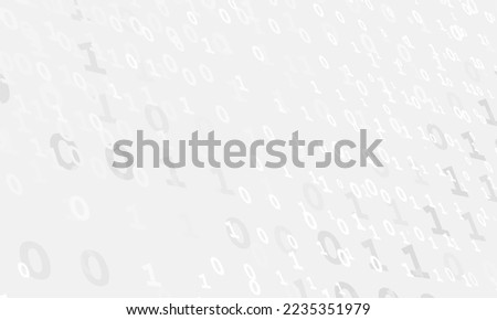 Digital light grey streaming background with ones and zeros. Minimal vector graphic binary pattern