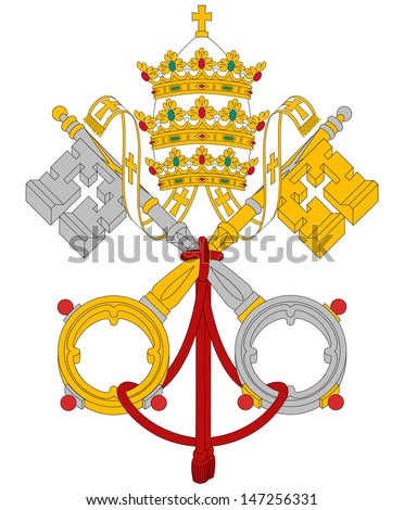 Vatican City coat of arms flag, detailed vector illustration.