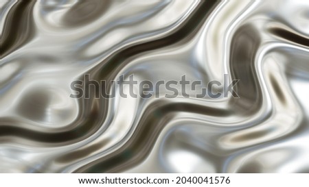 Silver chrome metal texture with waves, liquid silver metallic silk wavy design, 3D render illustration.