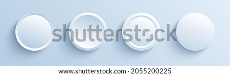 Circle buttons white and gray, 3D navigation  panel for website, editable vector illustration.