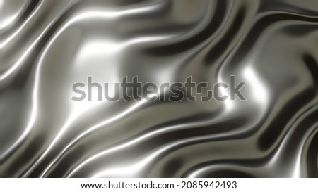 Silver chrome metal texture with waves, liquid silver metallic silk wavy design, 3D render illustration. Сток-фото © 